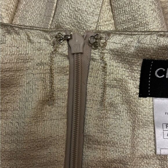 Chanel Mini Gold Cream Skirt Lame Pleated Size 2 - Picture 11 of 14